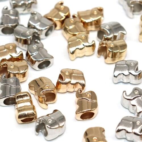 10*8mm 50/100pcs Animal Elephant Bead for Jewelry Findings Plastic Silver Plated European Bead (not Metal) CCB Big Hole Beads