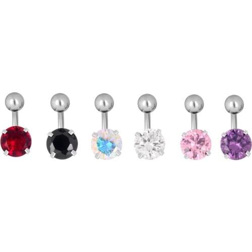 10PCS 14gx6mmx5/8mm Surgical Steel Double Crystal Gems Navel Belly Button Navel Piercing Jewelry Short Bar 6mm