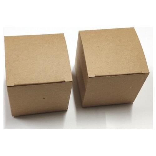 100 Pcs/lot Simple Wedding Candy gift box of DIY Square plain Kraft paper box with ribbon or Twine For Bridal shower Party gift