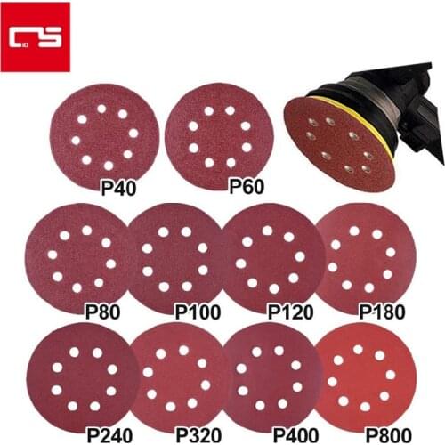 125mm Sandpaper Round Abrasive Paper Sanding Discs Hook Loop Sheet 8 Holes Polishing Pad Abrasive Tool for Wood MetalWorking