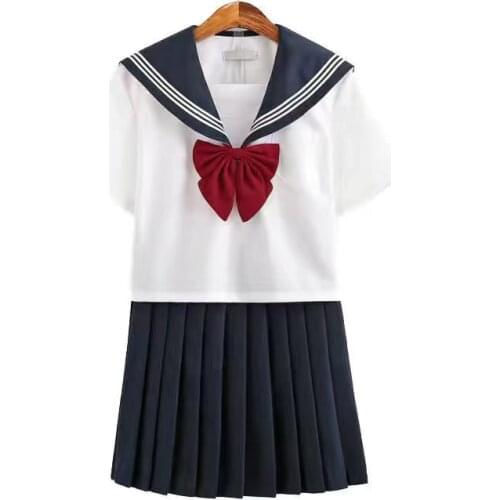 2020 New Arrival Sailor Suit School Uniform Sets Jk School Uniforms For Girls White Shirt And Black Skirt Suits Student Cosplay