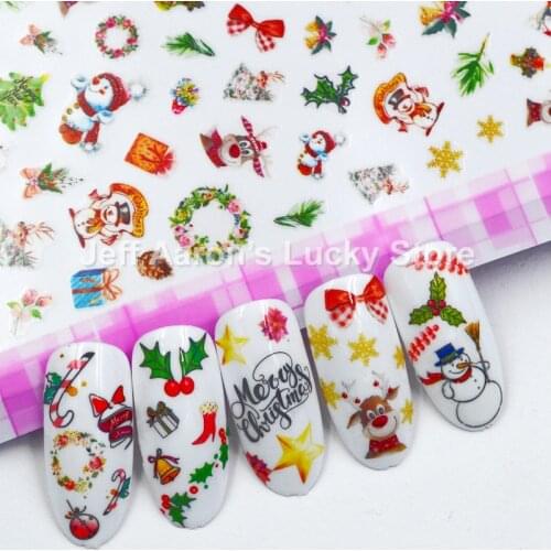 4 sheets lot self-adhesive Christmas 3d Nail Sticker Manicure Decal Nail Art Decorations Stickers Xmas New Arrive