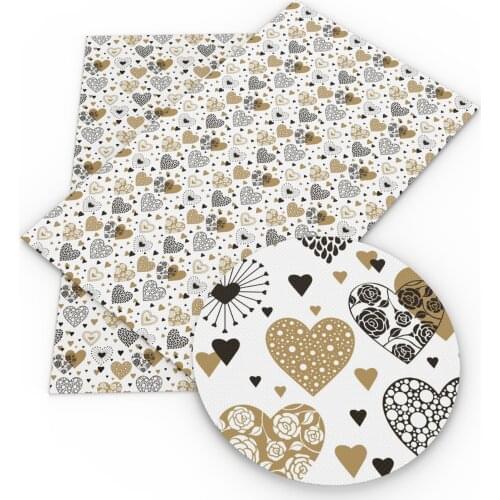 David accessories 20*33cm Ordinary Love Heart Printed Faux Synthetic Leather For Bow-knot bags Wallet Phone Cover DIY,1Yc13961