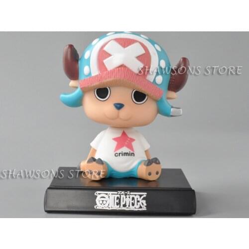 One Piece Toys 4" Bobblehead Nodder Figure Tony Tony Chopper Shaking Head Doll Cell Phone Base Stand Car Ornament Decoration