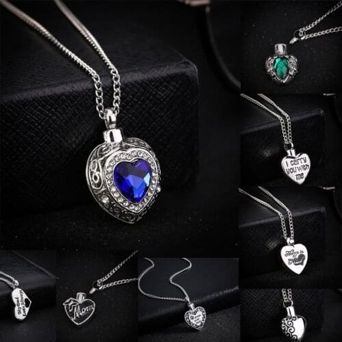 13 Style Charms Heart Cremation Pendant Choker Necklaces Ash Holder Mini Keepsake Long Memorial Necklace Women Men Jewelry
