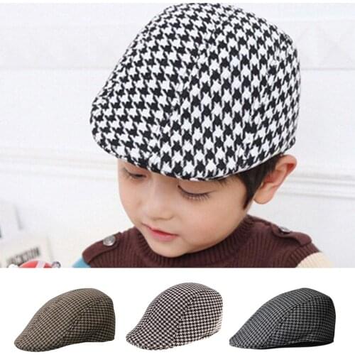 Children Kids Peaked Country Cabbie Golf Hats Cotton Hound Tooth Beret Cap Newsboy Flat Hat Fashion Outdoor Acc