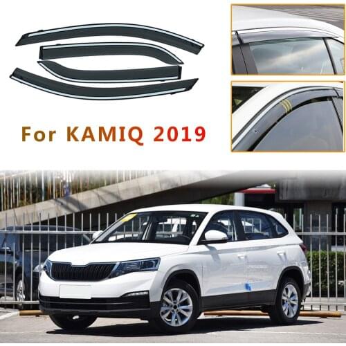 For SKODA KAMIQ 2019 Window Weather Shield Sun Rain Visor Deflector Guard Car Styling Auto Accessories 4pcs ABS Plastic Awnings