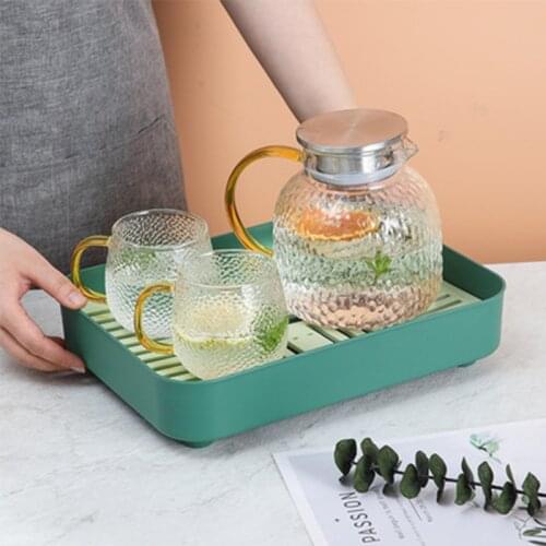 Japanese-style Double-layer Tea Set Tray Household Fruit Tray Kitchen Rectangular Shelf Dish Drain Rack Water Storage Tea Tray