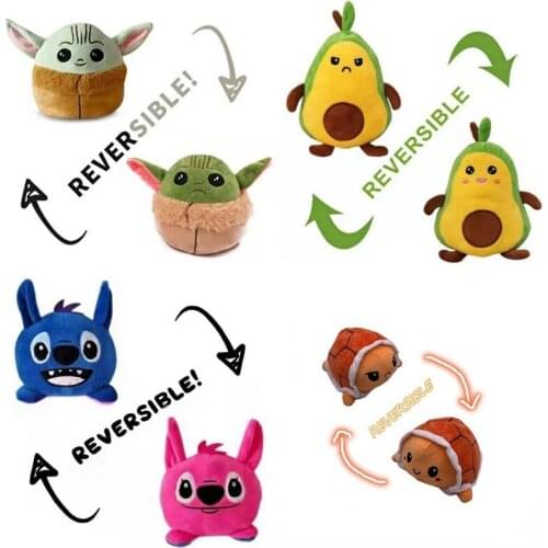 Disney Star Wars Double-Sided Flip Reversible Baby Yoda Doll Plush Toy Kawaii Diy Figures Yoda Plushie Stuffed Toys Kids Gift