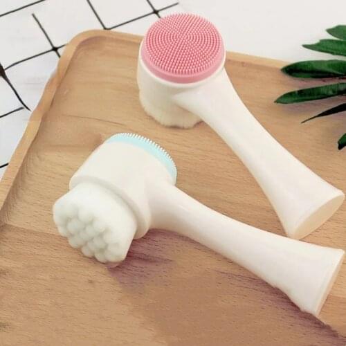 Double-sided Silica Gel Cleansing Brush Soft Fiber Cleansing Brush Portable Facial Massage Skin Care Tool