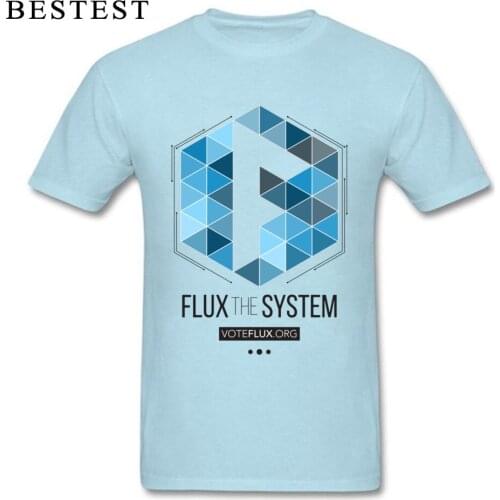 Flux the System T-shirt Geek Men Tshirt Programmer T Shirts IT Lover Tops Mens Ajax Light Blue Tees Geometric Design Streetwear
