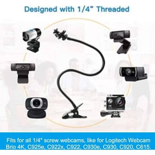 360 Degree Rotation Home Desk Mount Flexible Clamp Accessories Webcam Stand Office 25 Inch Holder For Logitech C925e C922x C930e
