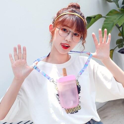 Creative Straw Cup Popsicle Shape Cup Colorful Coffee Juice Straw Mug Simple Cute Net Red Plastic Bottom Outdoor Portable Cup