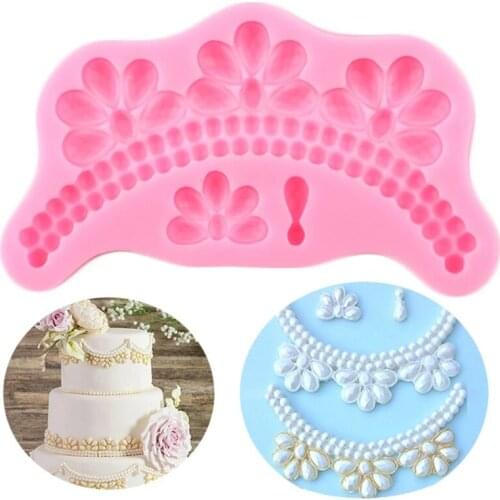 KUXSE Pearl Chain Silicone Molds DIY Cake Border Wedding Fondant Cake Decorating Tools Sugarcraft Chocolate Gumpaste Mold