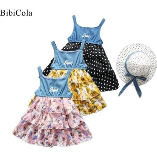 Girls summer wedding dress kids fashion sling printing mesh princess dresses for children birthday party dresses girl dress