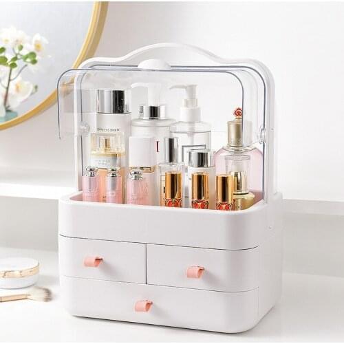 Fashion New Makeup Organizer Large Capacity Waterproof and Dustproof Bathroom Cosmetic Storage Box Desktop Beauty Storage Drawer