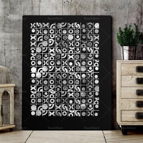 Motif géométrique noir et blanc grille biologique, mur Galerie, Midcentury Modern Art, Art mural, Art de l’affiche, livraison gr