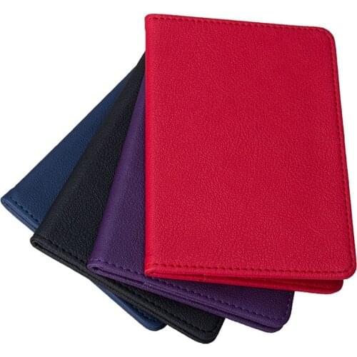 New Solid Color Travel Passport Holder Cover ID Card Ticket Pouch Bag Protector PU Leather Credit Card Red Blue Bags Cover