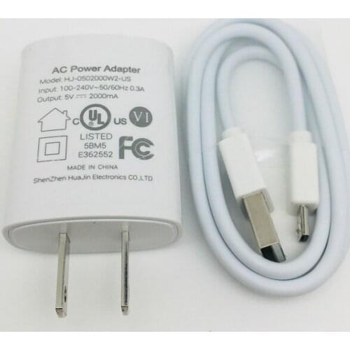 Original US Plug For UMIDIGI A5 Pro,A3,Cubot X18 Plus Charger Travel Power Adapter+Wire USB Cable