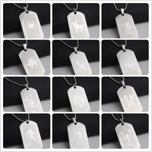 Gift stainless steel 12 twelve constellation logo Zodiac sign symbol amulet Korean 12 constellation symbol necklace jewelry