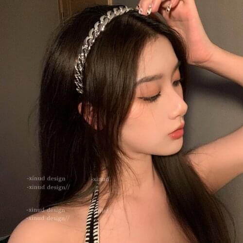 New Women Vintage Gold Silver Chain Hairbands Sweet Hair Decorate Headband Turban Simple Hair Hoops Fashion Hair Accessories