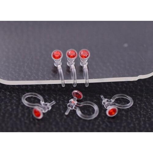 Multicolor Zircon U Shaped Ear Clip Transparent Plastic No Piercing Stealth Stud Earrings Ear Clip Simple Earrings 6 Pieces /set