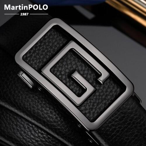 MartinPOLO Fashion Belts Men High Quality Genuine Leather Famous Brand Automatic Buckle Belt Waist Strap Male MP04101P