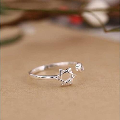 Romantic Charming Open Star David Ring for Women Vintage Boho Party Rings Gothic Punk Jewelry Gifts for Girls