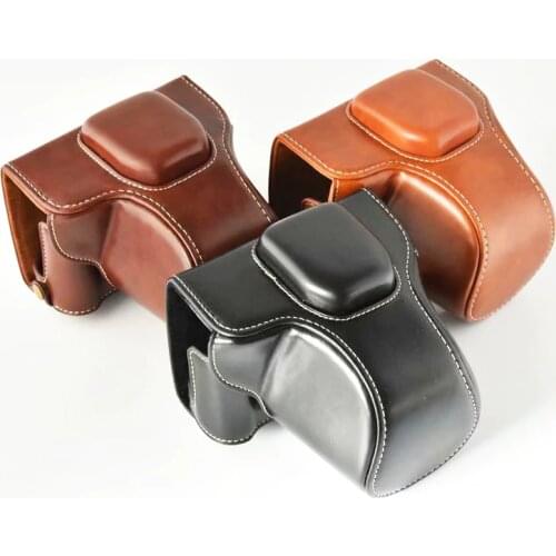 Luxury Camera Case Bag For Fujifilm XT100 XT200 PU Leather Camera Bag With Strap Mini Pouch Open Battery Black Coffee Brown