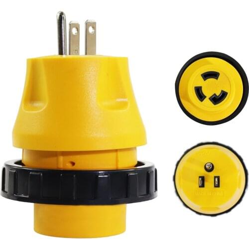 RV Electrical Locking Adapter 15A Male to 30A Female - 3-Prong 125V AC Camper
