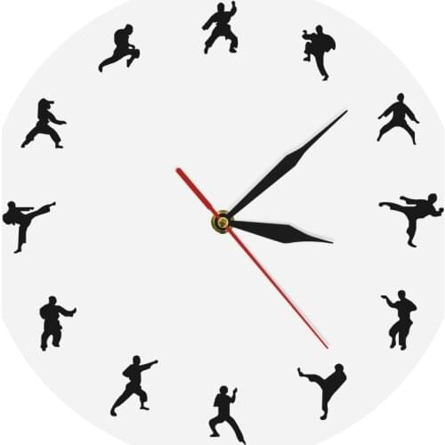 Martial Arts Karate Club Modern Wall Decor Taekwondo Karate Wall Clock Fighting Sports Kung Fu Exclusive Wall Clock Watch