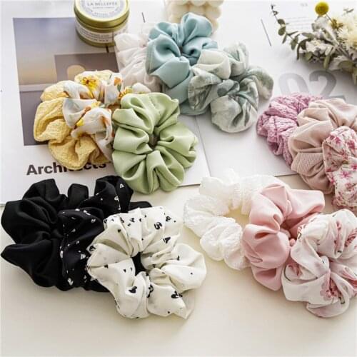 New Fashion Combination All-match Sweet Solid Color Printing Girls Women Elastic Hair Band Hair Ropes Hair Accessories Headwear