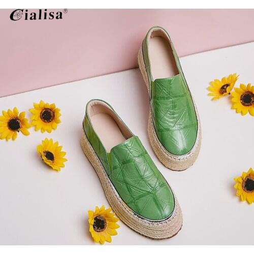 CIALISA Platform Shoes New High Heel Spring Autumn Casual Genuine Leather Wedges Women Mules Shoes