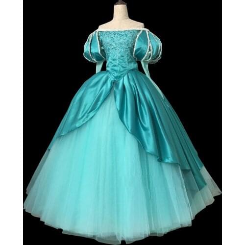 Princess mermaid Cosplay Costume Dress tailor made women princess green gown dress deluxe mermaid dress