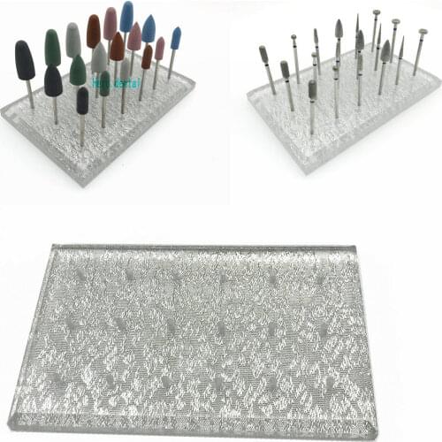 1pc Acrylic Clear 18 Holes Nail Drill Bit Stand Display Holder Carbide Box