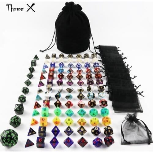 101pcs Polyhedral Dice 13 Sets of D4 D6 D8 D10 D10% D12 D20,1 D4-D60 for RPG DND Boardgame (have 2 Luminous )