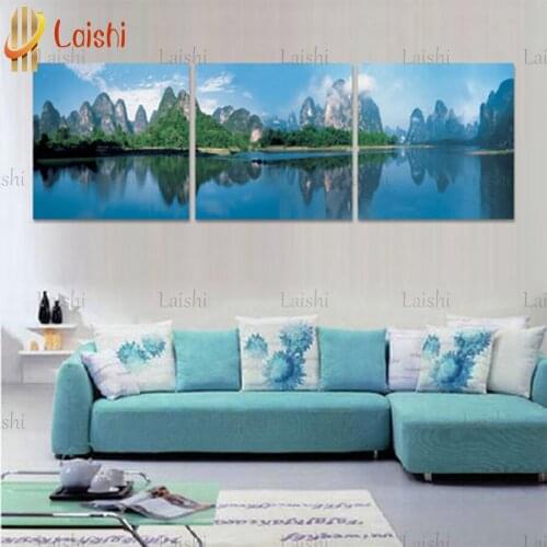 3pcs Full round diamond embroidery Natural landscape diamond painting 5D square by hand gift picture rhinestones room decoration