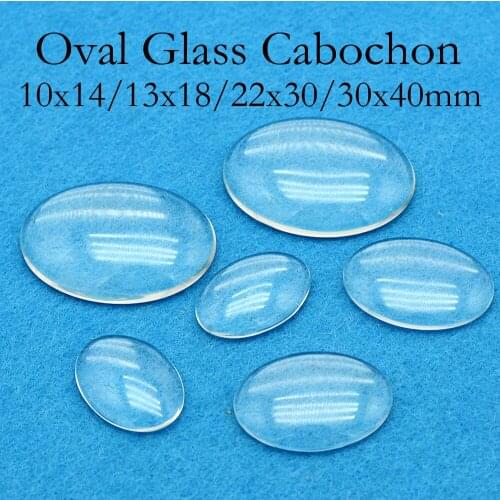 50 pcs - Oval Glass Cabochon, 10x14 / 13x18 / 22x30 / 30x40mm Oval Glass, Clear Glass Ovals, Crystal Clear Glass Domes