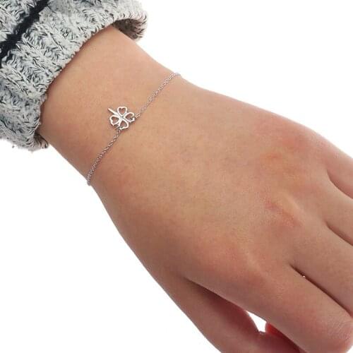 Free Shipping 1Pcs New Fashion Cuff Bracelet Bangle femme Brand Design Four Leaf Clover Chain Bracelets Women Statement Jewelry