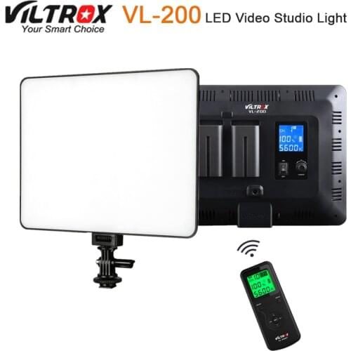 Viltrox VL-200 Pro Wireless Remote LED Video Studio Light Lamp Slim Bi-Color Dimmable + AC Power Adapter for Camcorder Camera