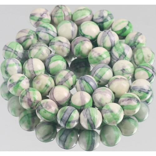 Natural Stone Green Blue Striated Rain Jaspers Round Loose Beads for Jewelry Making DIY Woman Bracelet Necklace 4/6/8/10/12mm