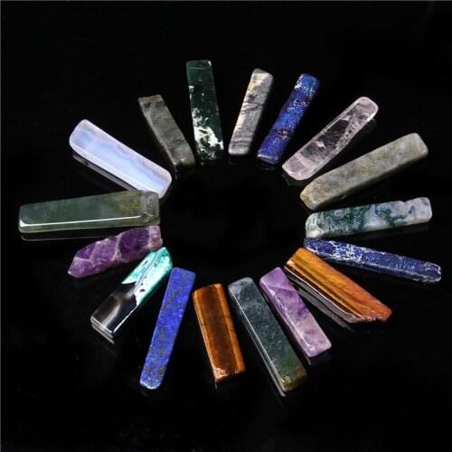 5pcs/lot Natural Raw Amazonite Crystal Quartz Point Beads Top Drilled Loose Stick Slab Spacer Beads Pendant For Jewelry Making
