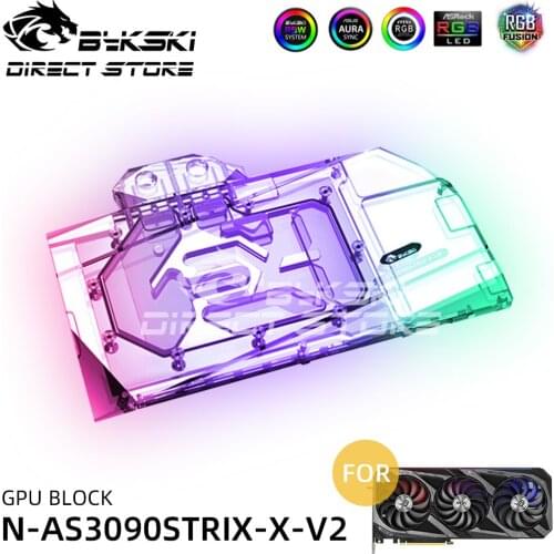 Bykski ARGB Video Cards Water Block For ASUS STRIX Geforce RTX 3090 3080 24G Cooler PC Watercooling VGA block N-AS3090STRIX-X-V2