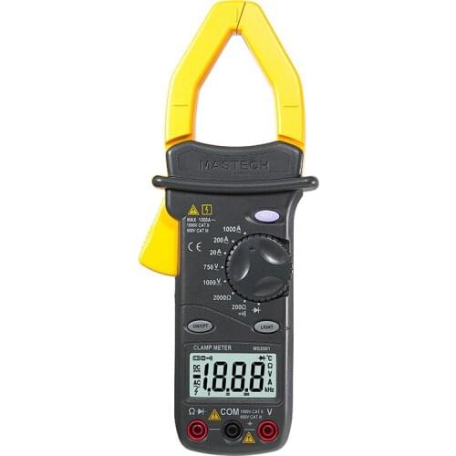 MASTECH MS2001 1000A Digital AC Clamp Meters AC/DC Voltmeter AC Ammeter Ohmmeter W/LCD Backlight