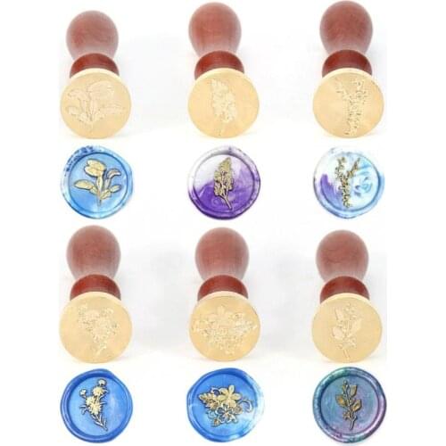 Retro Flower Wax Seal Stamps Wooden Handle Vintage Wood Sealing Wax Stamps For Envelop Decoration DIY Crafts Seal Stamp
