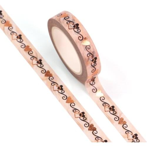 NEW 10pcs/Lot Decorative Copper Hearts Foil Washi Tapes DIY Craft Planner Scrapbooking Masking Tape Cute Papeleria