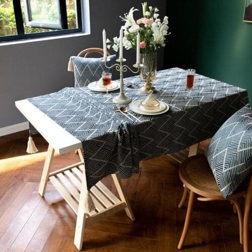 Ins Nordic Tablecloth Rectangle Table Cloth Simple Household Square Cotton Linen Table Cover For Kitchen Dining Table Furniture