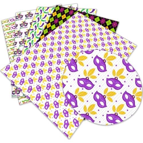 Beauty Amercian Mardi gras Faux Leather Printed A4 22x30cm for Crafts DIY Holiday Decoration Accessory