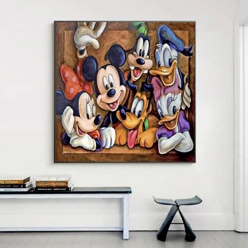 Disney Anime Mickey and Donald Duck Canvas Painting Disney Posters and Prints Wall Art Pictures for Living Room Home Decoration