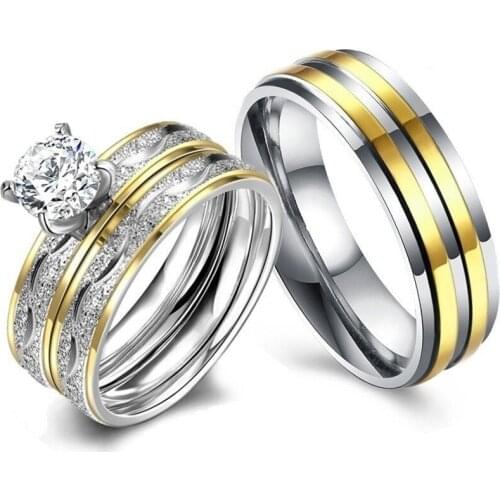Classic Couple Ring Fashion Men women Lovers Ring Anniversary Gift Wedding Band Engagement Jewelry